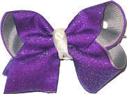 Toddler Purple Glitter over Gray with Antique White Knot Chiffon Glitter